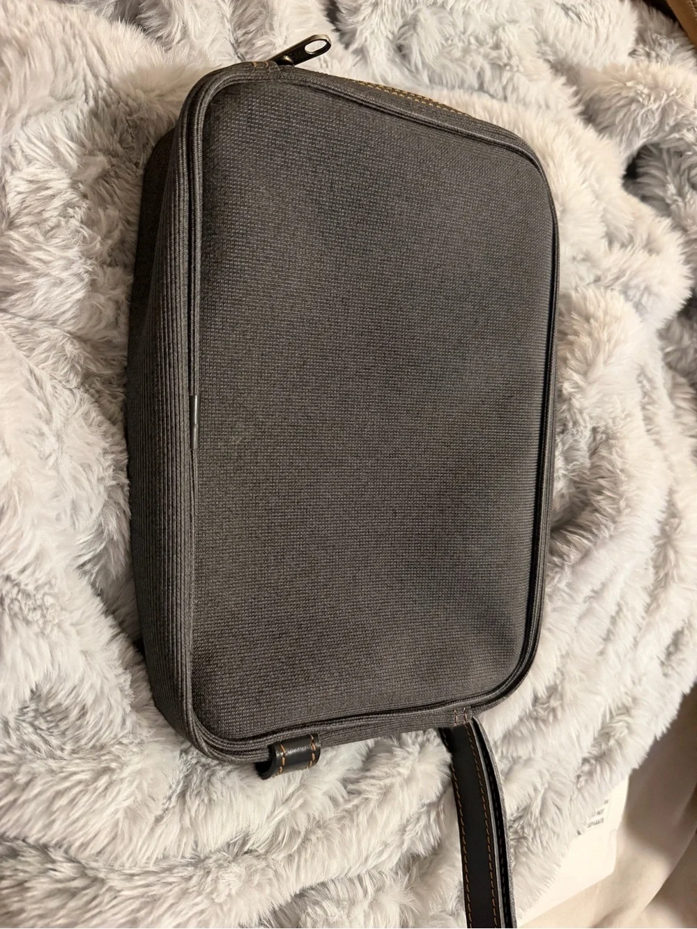 Dunhill Grey Travel Bag - Compact Canvas & Leather